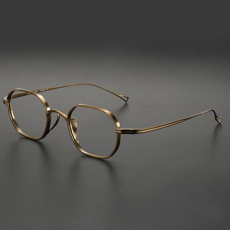 Retro Pure Titanium Unisex Myopia Glasses Frame - High Prescription, Small Square Polygon Frame