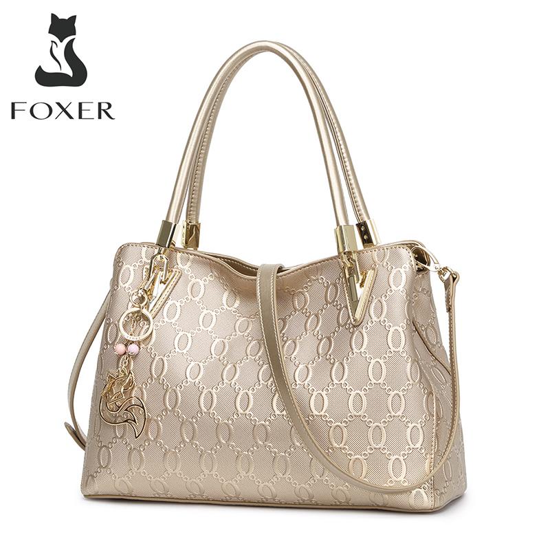 

FOXER Elegant Mom Bag Cowhide Leather Women s Large Capacity Tote Bag with Pendant Versatile Commuter Handbag for Work & Daily
