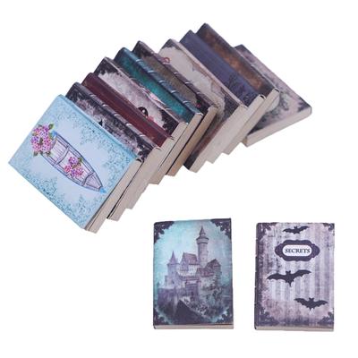 10Pcs 1/12 Dollhouse Mini Retro Books Model Dollhouse Study Room Decoration Toys Dolls House Micro Scene Construction Props