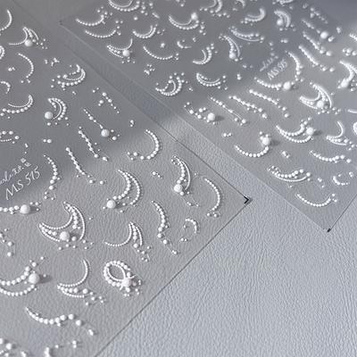 Adesivi in stile francese per unghie con catena di perle 5D in rilievo, adesivi per unghie, accessori per manicure