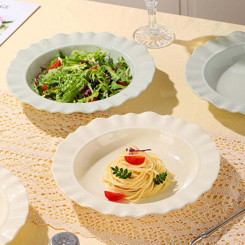 Linpan Cream White French Lace Ceramic Plate Set