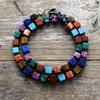 Bohemian 7-Color Chakra Emperor Stone Simple And Fashionable Square Grain Short Scarf Necklace Popular First