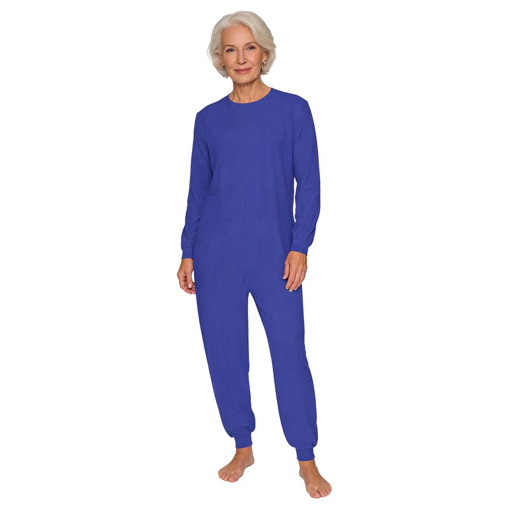 Unisex Anti-Strip Adaptiver Overall Rundhalsausschnitt Langarm Reißverschluss hinten Lange Hose Einteiler Strampler