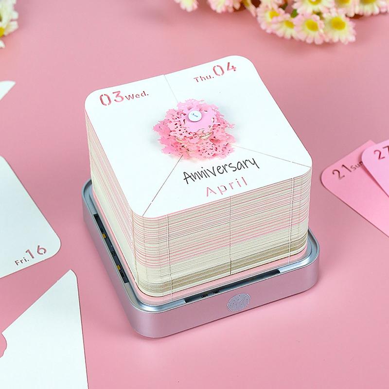 Time Piece Calendar 2026 Desk Calendar With Led Light 3D Tear-Away Calendar Paper Carving Art Memo Pad Notepad Gift Christmas