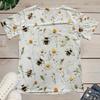 Floral Print V Neck T-shirt, Casual Short Sleeve Top For Spring & Summer, Women's Clothing