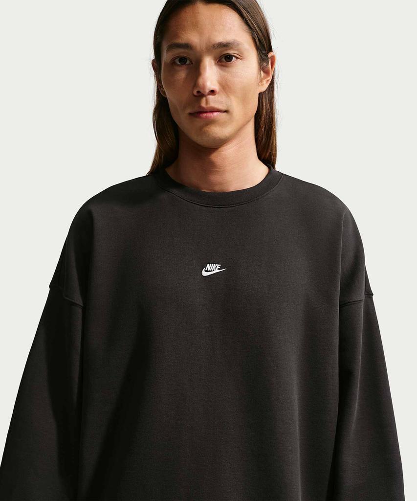 NIKE Sportswear Club Oversized French Terry Crewneck Sweatshirt M - Black:White / If0748-010