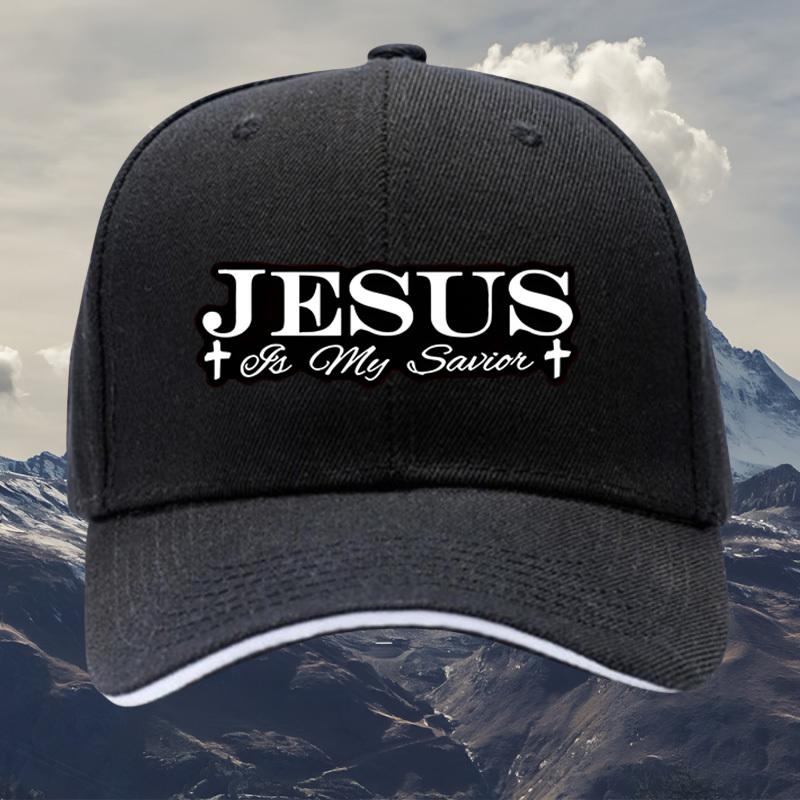 Black Baseball Cap Designed Jesus is My Savior Adjustable Breathable Comfortable Stylish Mens and Womens Hats Perfect