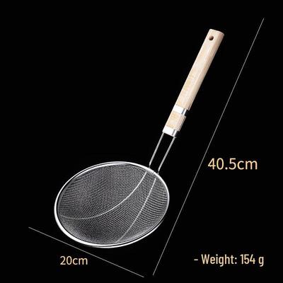 Stainless Steel Deep Fry Skimmer with Wooden Handle