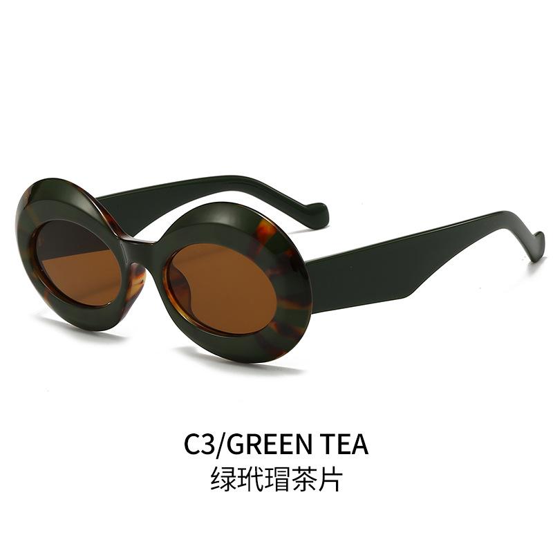 Trendy Oval Thick-Frame Sunglasses For Women & Men Stylish Striped Design Chic European & American Fashion Premium Quality Shade