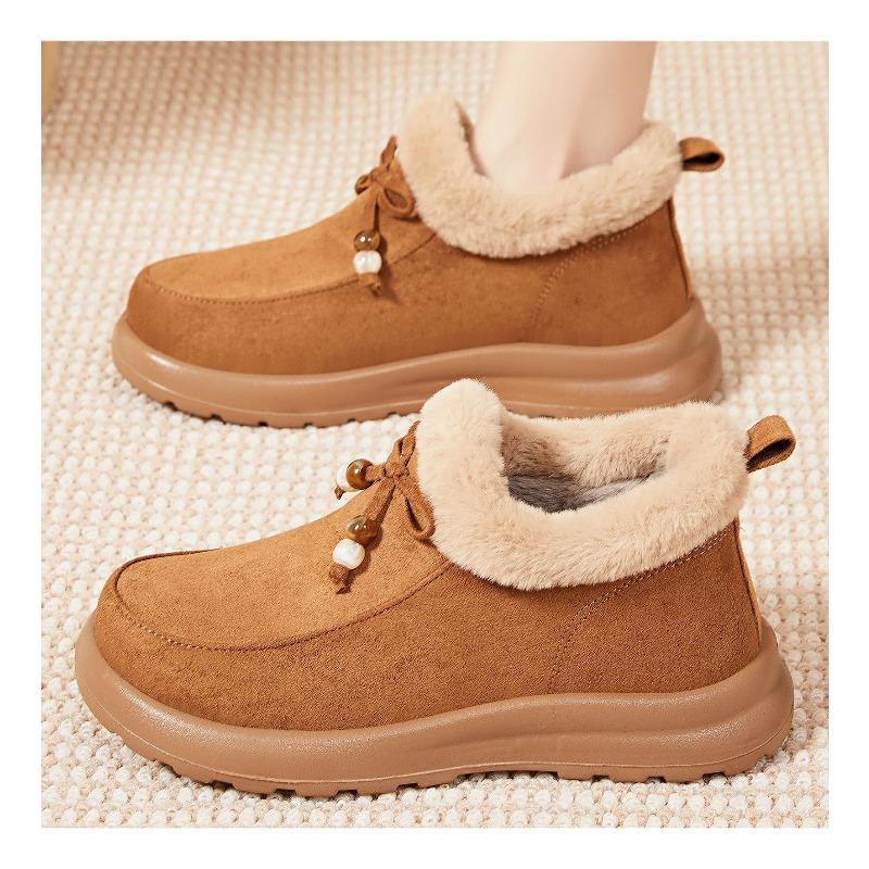 Cotton Shoes, Women's Fleece Thickened Boots, Bow Women's Boots, Cold-proof and Warm, Snow Boots, Fashionable and Versatile Booties