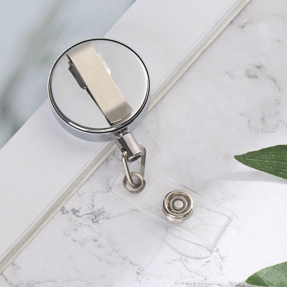 1pc Office Supplies Stationery Anti-Lost Clip Metal Key Ring Lanyards Retractable Badge Holder