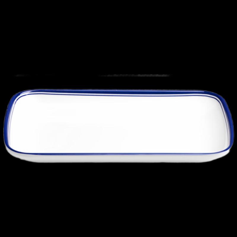 Commercial Melamine Oval Serving Plate with Blue Rim