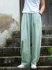 Spring 2026 Women's Cotton & Linen Lantern Pants: Artistic, Sand-Washed, Slimming, Casual Fit