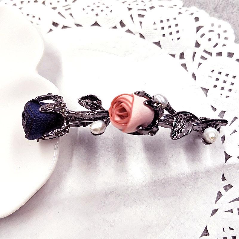 Rhinestone Leaves Barrettes Women Rose Flower Crystal Graceful Ponytail Holder Hair Accessories Hair Clip Female  Jewelry