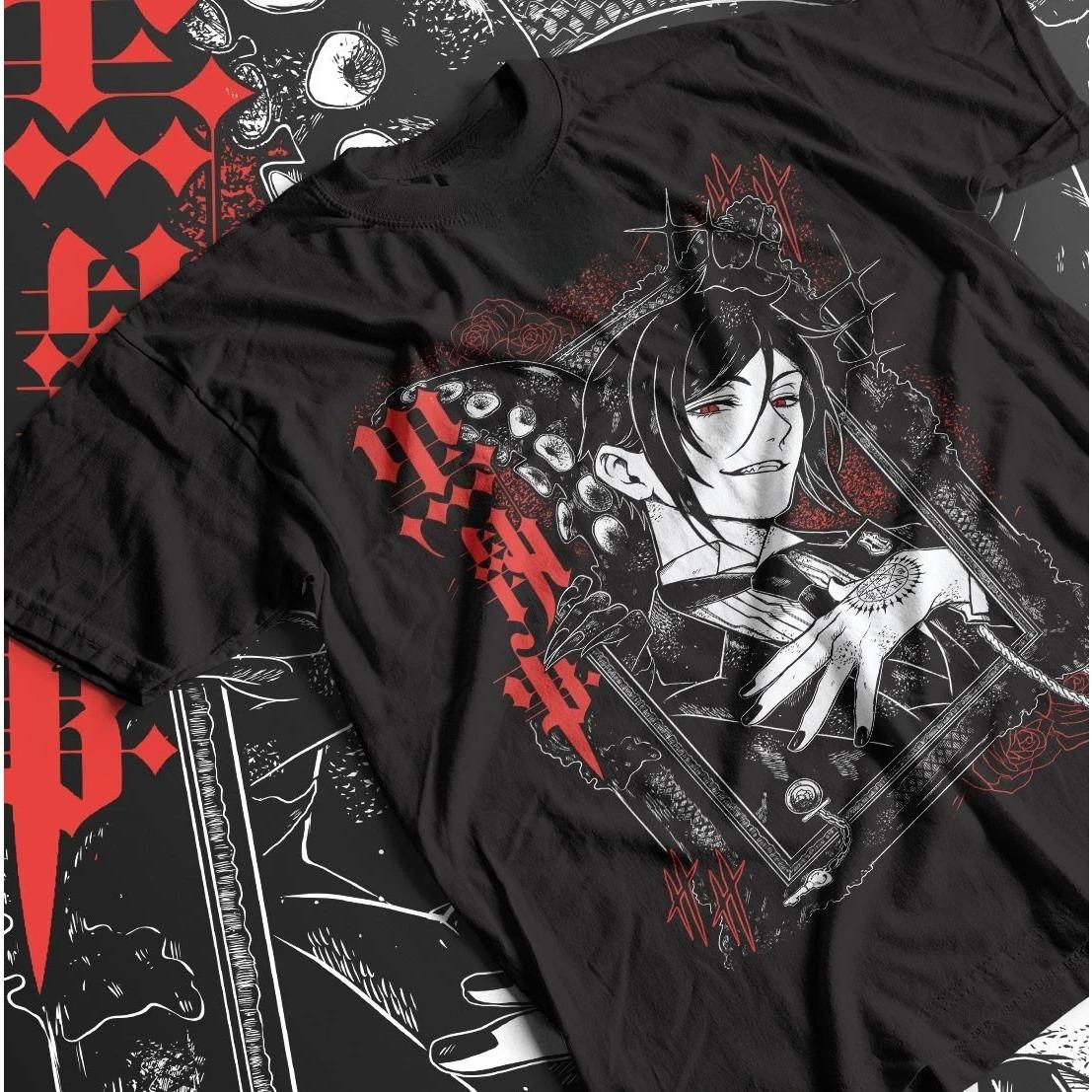 2026 Spring Sale Black Butler TShirt Ciel Phantomhive Sebastian Michaelis Gift Shirt Womens Round Neck Short Sleeve S