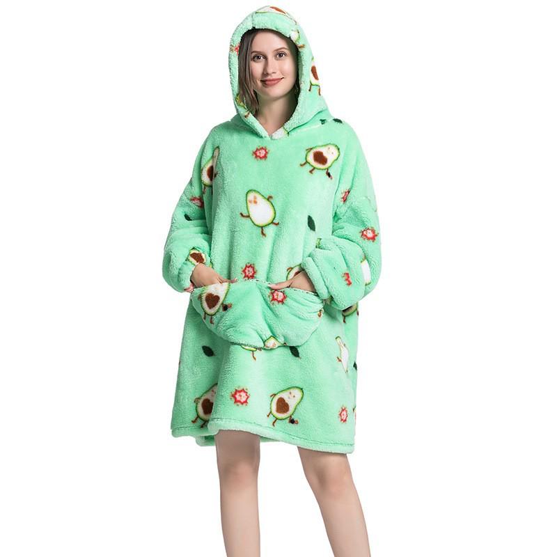Cozy Autumn/Winter Pumpkin Blanket Sweatshirt: Thick Cotton Velvet Bathrobe for Indoor and Outdoor Warmth