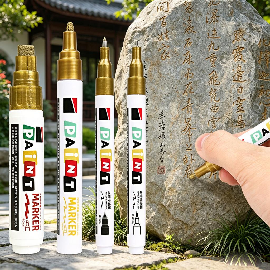 3Pcs Monument Paint Pen Sunproof Waterproof Stone Marker Pen For Writing Coloring On Tombstones Gravestone Restoration