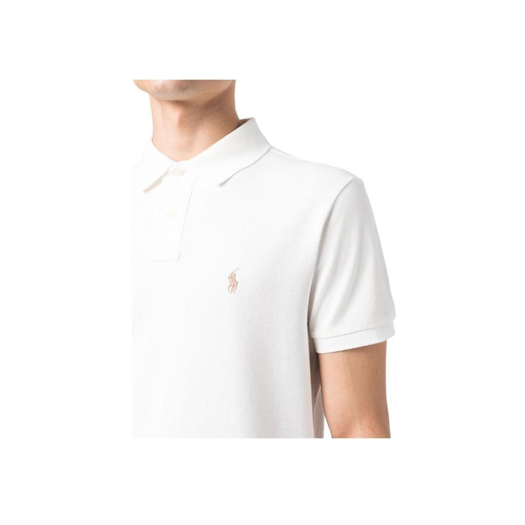 Polo Ralph Lauren Logo Pattern Short Sleeve Polo Shirt Men Tops Off-White 710680784-212