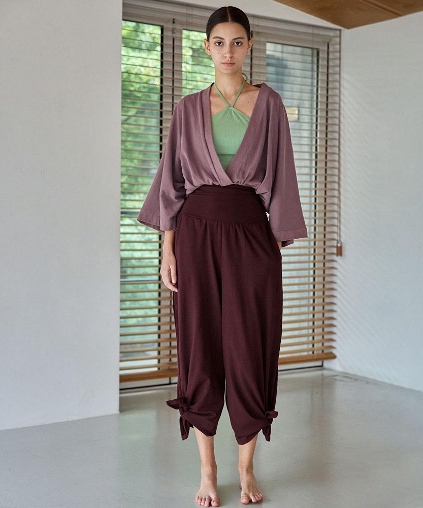 Debiweeo Fuzzy Wide Harem Pants Devi-B0089-Burgundy