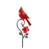Wrought Red Bird Garden Stake - Rustic Outdoor Yard Decoration for and Patio
