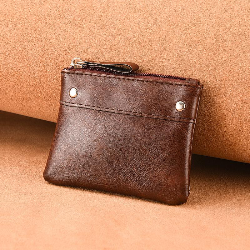 Bozuk Para Çantası Erkek Kısa Cüzdan İnce Düz Renk PU Bozuk Para Çantası Mini Fermuarlı Kart Bozuk Para Çantası