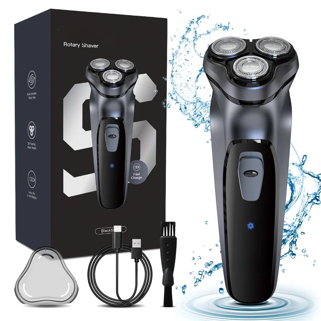 Electric Rotary Shaver Razor for Men Type-C Rechargeable Shaving Beard Machine Wet & Dry Use Hair Cutting Trimmer