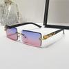 2024 Frameless Leopard Print Square Sunglasses – European & American Style