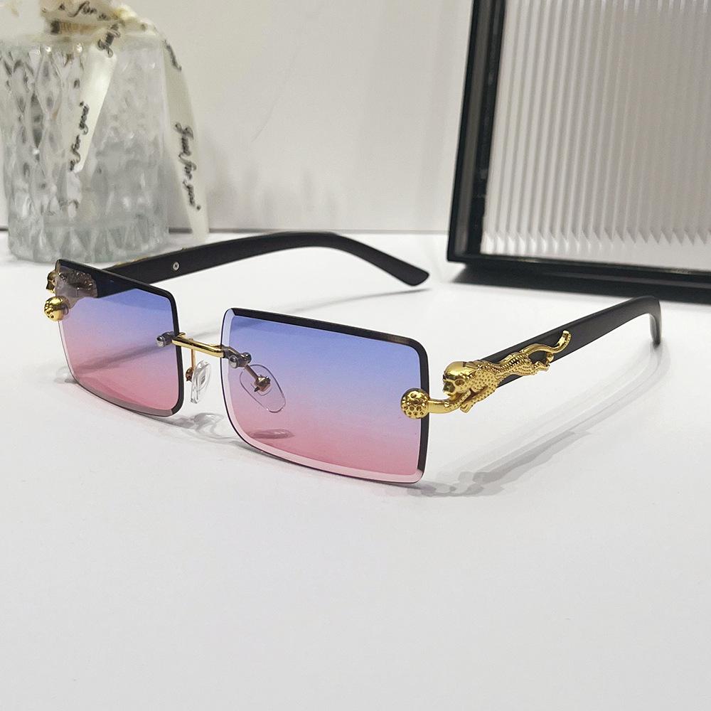 2024 Frameless Leopard Print Square Sunglasses – European & American Style