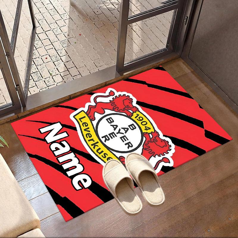 Benutzerdefinierter Name Personalisierter Bayer 04 Leverkusen Druckteppich, Vielseitiger Heimdekor-Teppich, für Spielzimmer, Wohnung, Balkon, Eingangsbereich, Flur Geschenk