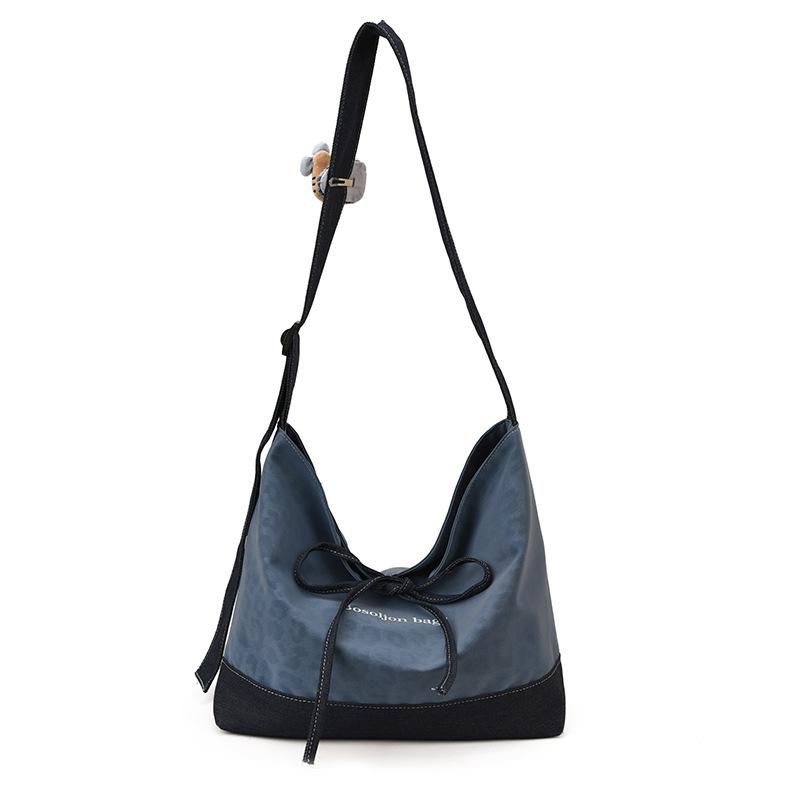 Retro Leopard Patchwork Denim Tote - Large Capacity Crossbody & Casual Shoulder Bag