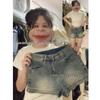 Women's Petite High-Waisted Straight Leg Denim Shorts - Summer 2025 Retro A-Line Hot Pants
