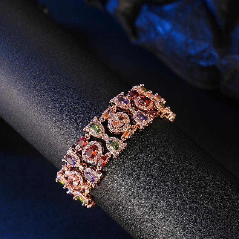 Artificial Gemstone Bracelet Cubic Zircon Copper Bracelet Women Fashion Simple Crystal Bracelet Available розового золота