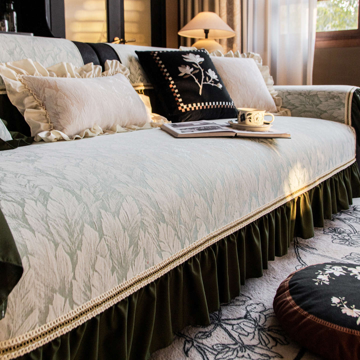 

French premium chenille sofa cushion 2025 new fixed non-slip seat cushion four seasons universal sofa cover 30 * 50cm Waist Pillowcase