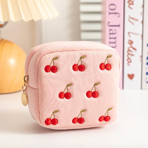 Small Travel Storage Pouch Mini Portable Lipstick Makeup Bag Cute Cherry Coin Purse for Jewelry Sanitary Napkin Holder Case