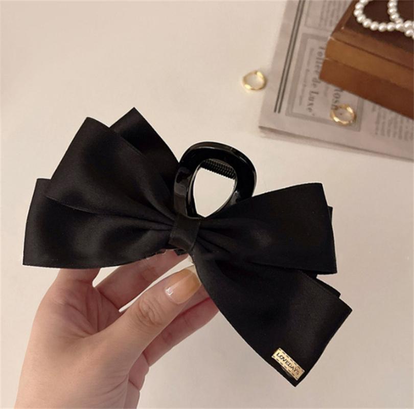 New Large Black Fabric Bow Grab Hair Clips Women's New Korean Style Hairpin Fashion Shark Cawl Clips Girls Hair Accessories