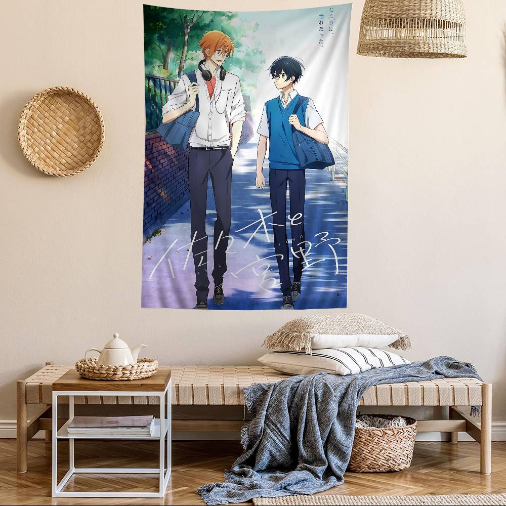 Sasaki And Miyano Anime Anime Tapestry Hippie Flower Wall Carpets Dorm Decor Cheap Hippie Wall Hanging 100X70CM