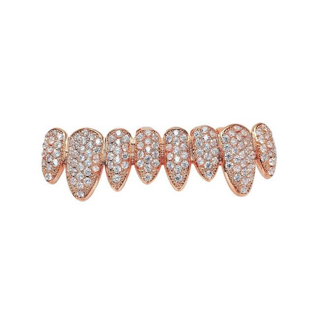 European and American New Tooth Socket Irregular 8 Teeth Inlaid Zircon Hip Hop Hiphop Halloween