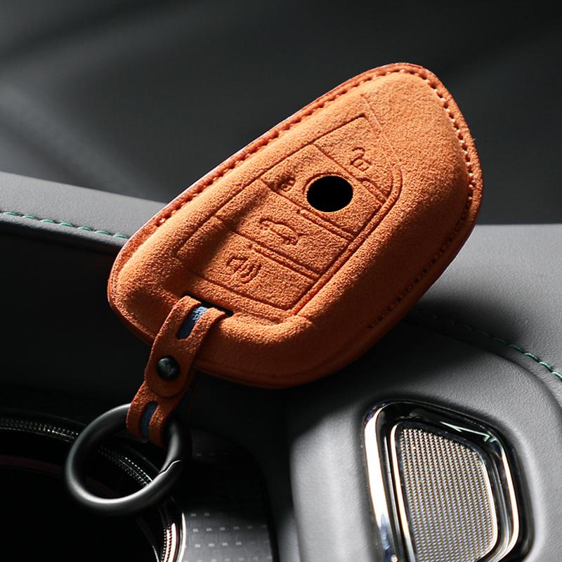 For BMW 3 5 Series X1 X2 X3 X4 X5 X6 X7 F30 F90 F10 G30 G60 E60 F48 F39 E70 F15 F16 325li 530 Car Key Case Cover Suede Keychain