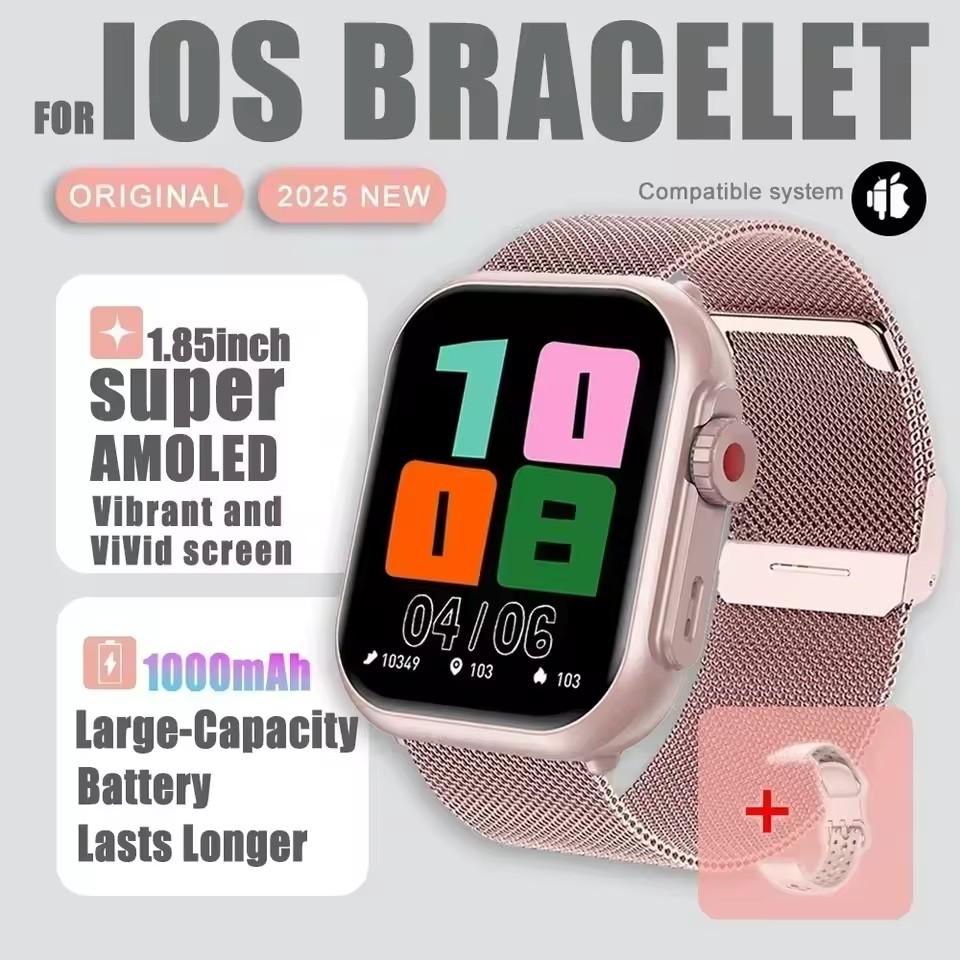 Neue Smartwatch 1000mAh Lange Akkulaufzeit Für Männer Frauen Fitness Sport Bluetooth Anruf Wasserdicht 1,85 Zoll Voll Touch Smartwatch