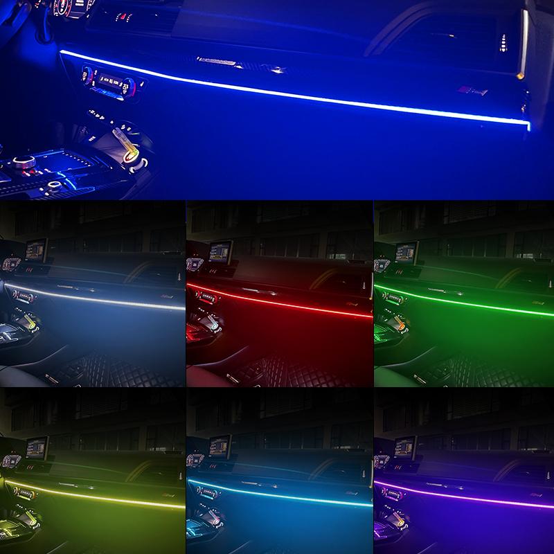 Car LED Ambient Light USB 64 Colors Acrylic Strips 110cm Full Colors RGB Car Interior Hidden App Remote Control Atmosphere Lamp