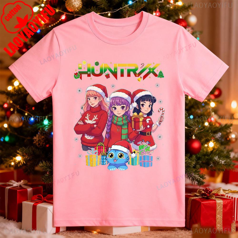 

Merry Christmas Huntrix Christmas Kpop Demon Hunters Clipart Saja Girls T-shirt Derpy Tiger Saja Boys Xmas Kpop Idol Group Shirt M