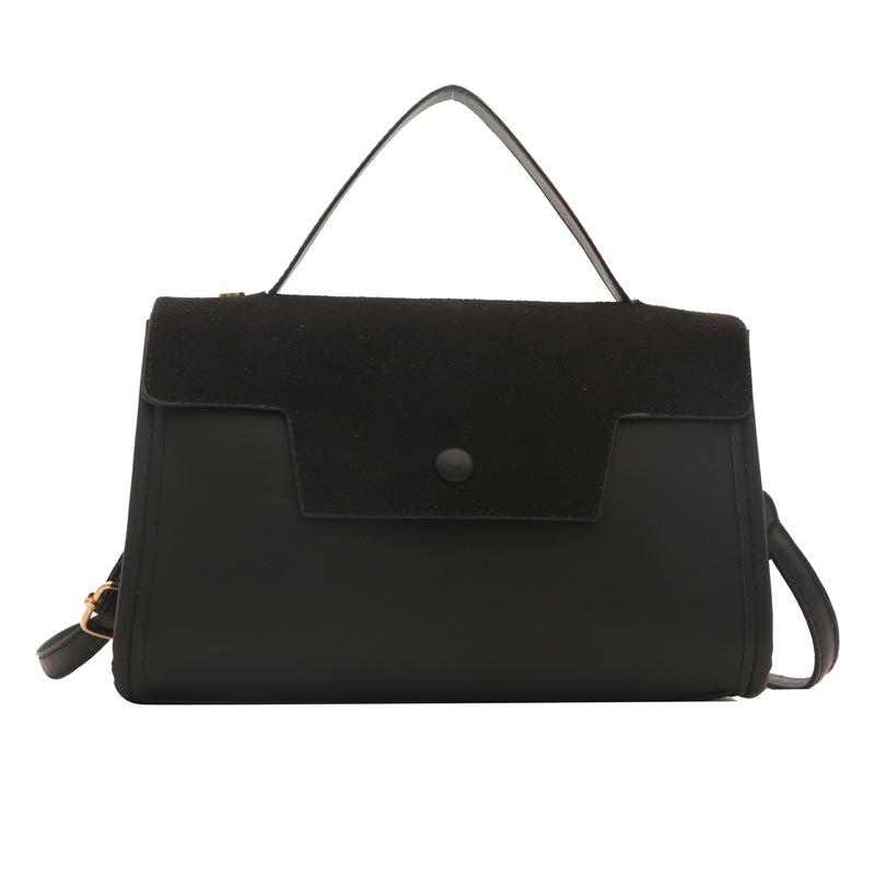 

2024 новый темпераментный модный дизайн сумка-мессенджер иностранный стиль однотонный ретро матовая текстура портативная сумка через плечо чёрный