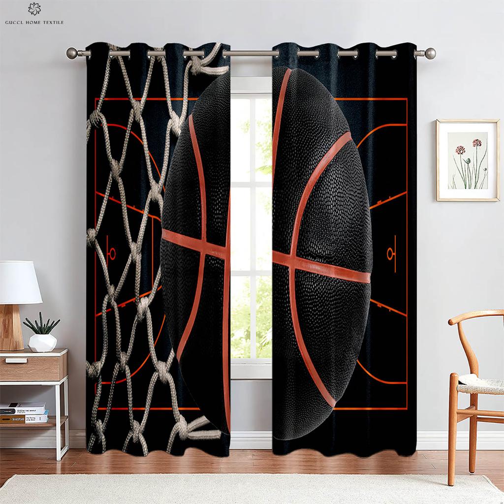 Cool Basketball 3d Printed Drapes Suitable Great for Kids Bedroom Living Area Cooking Space Bedroom Decorative Curtains 2 Pieces
