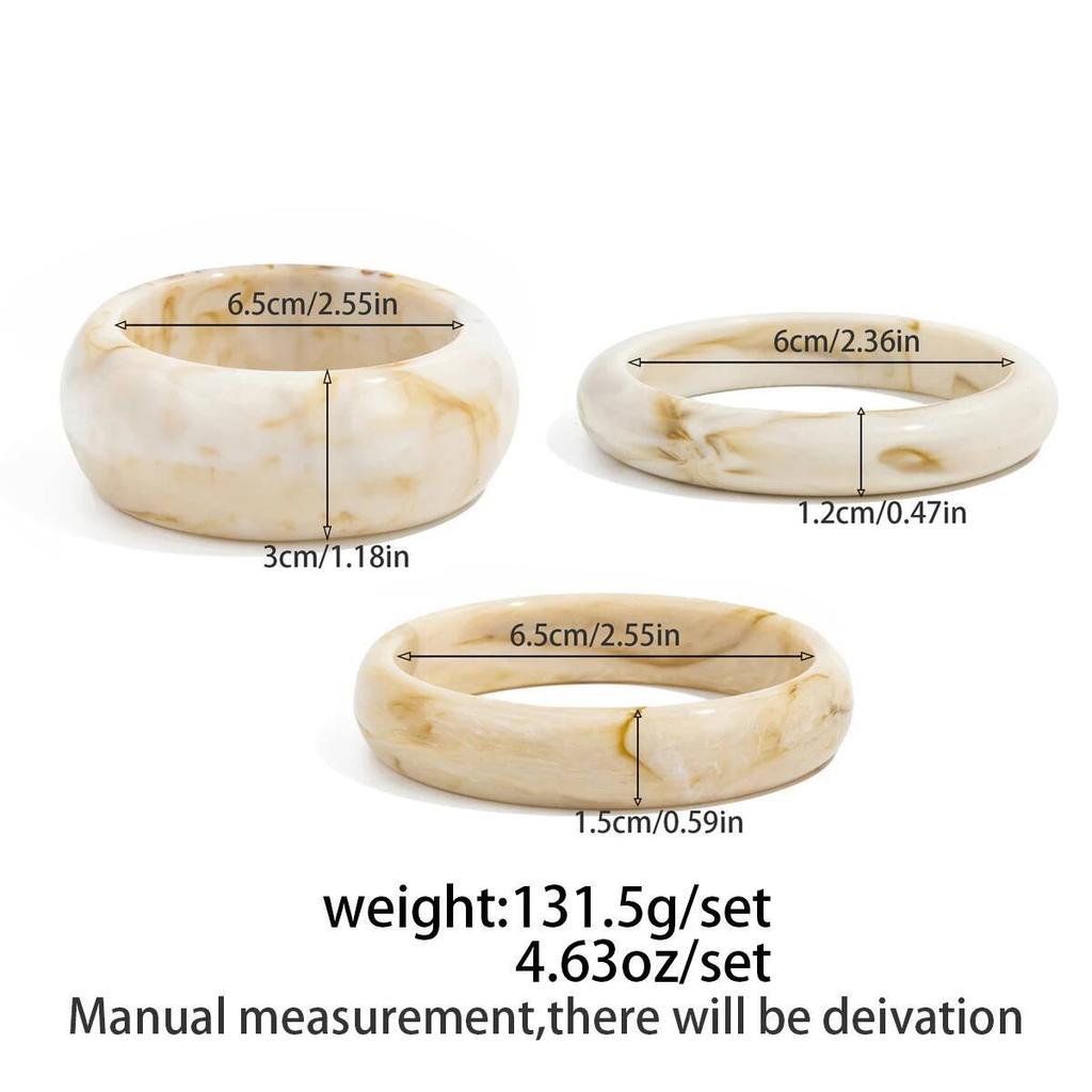 Ingemark 3er-Set Vintage Beige Harz Armreifen für Damen am Handgelenk 2026 Neuer Trend Boho Stapelbare Charm Armbänder Y2K Schmuck Geschenk