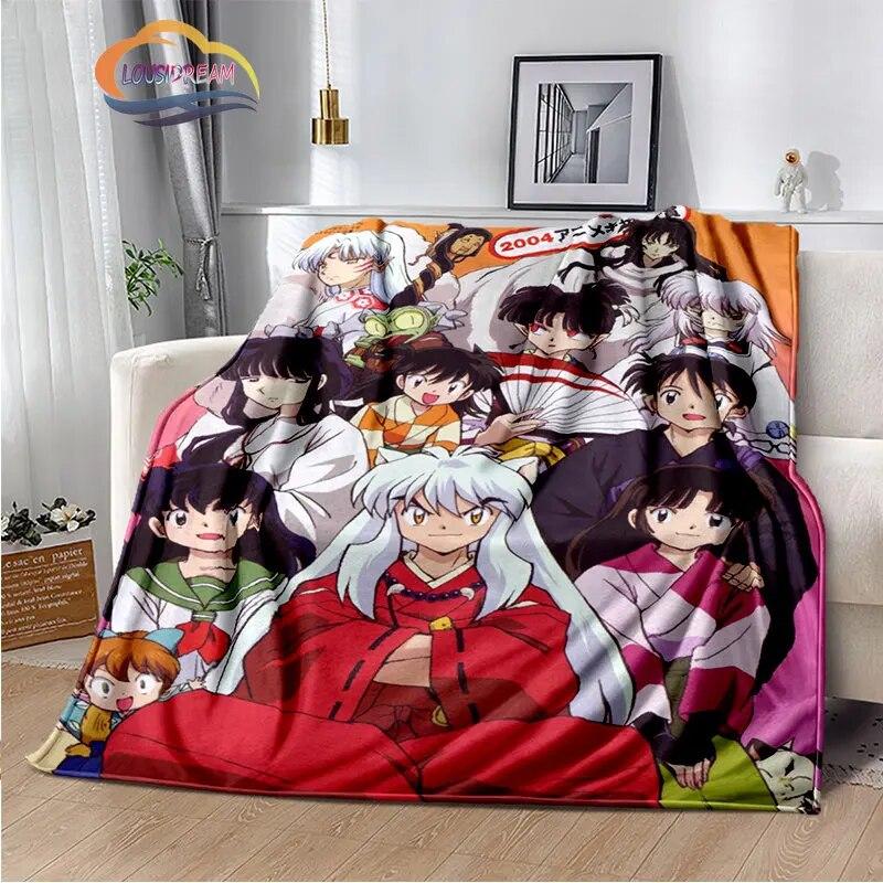 Caricature Inuyasha Fashion Blanket Sesshoumaru Flannel Warm  Portable Super Soft Children  Girls Gift