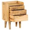 Table de chevet - Style rétro - Bois de manguier massif - 3 tiroirs - 40 x 30 x 59,5 cm