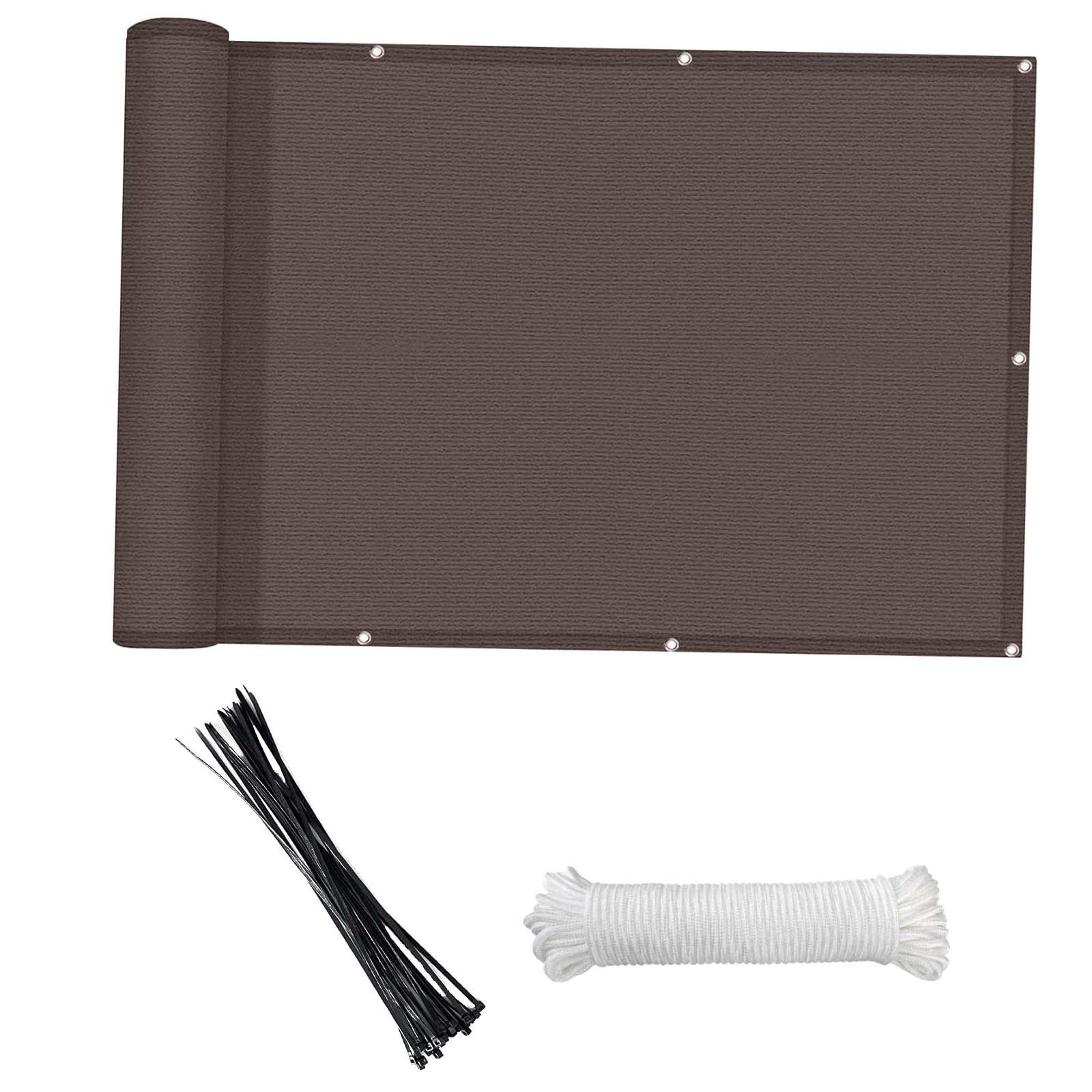 

24Pcs Balcony Privacy Screen Includes Cable Ties Weatherproof Windscreen 3x0.9M for Patio Porch Backyard Railing Deck кавовий