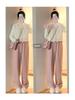 Women's Black Corduroy Fleece-Lined Wide-Leg Pants - High-Waisted, Loose Fit, Autumn/Winter 2025 Collection.