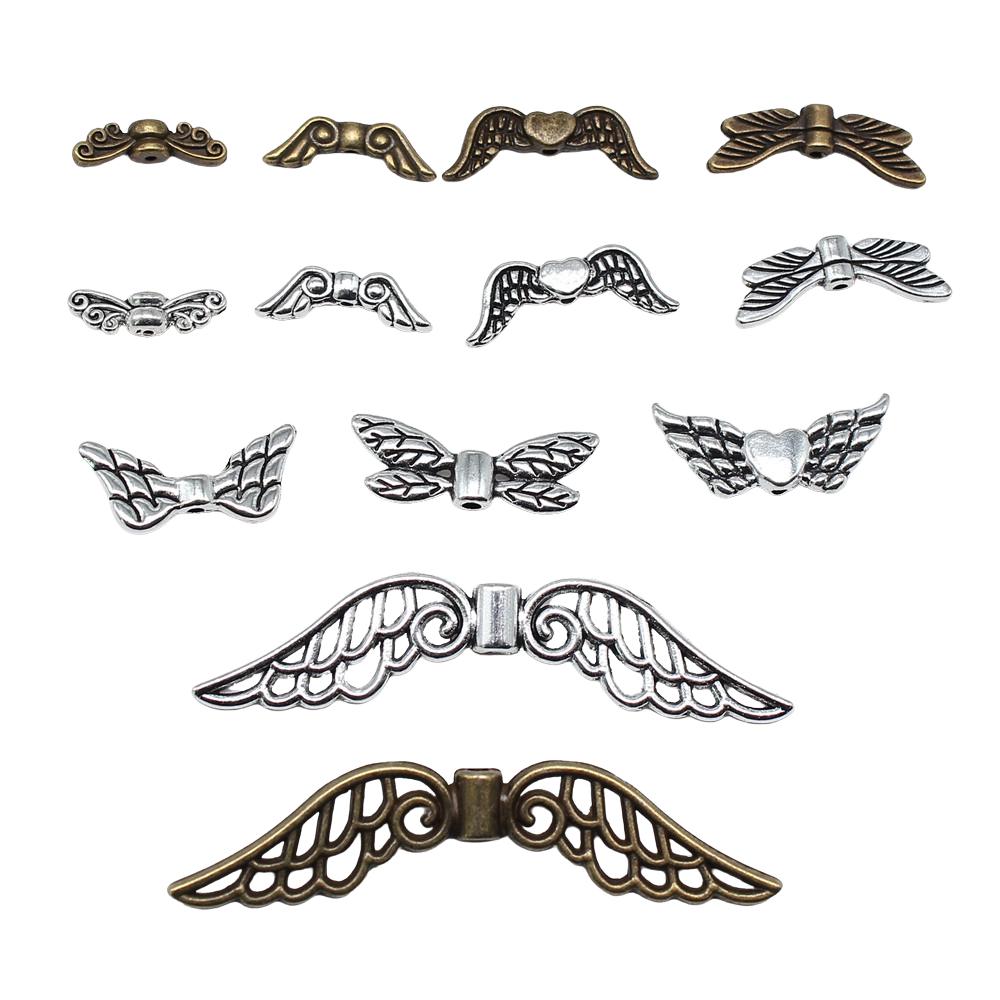 20pcs Angel Wing Small Hole Beads For Jewelry Making Antique Silver Color DIY Crafts Making Findings Handmade Jewelry Findings