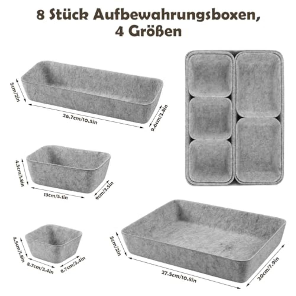 8pcs/set Felt Storage Box Desk Organisers For Cosmetics Multifunctional Jewelry Cosmetic Drawer Closet Organizer Basket Set